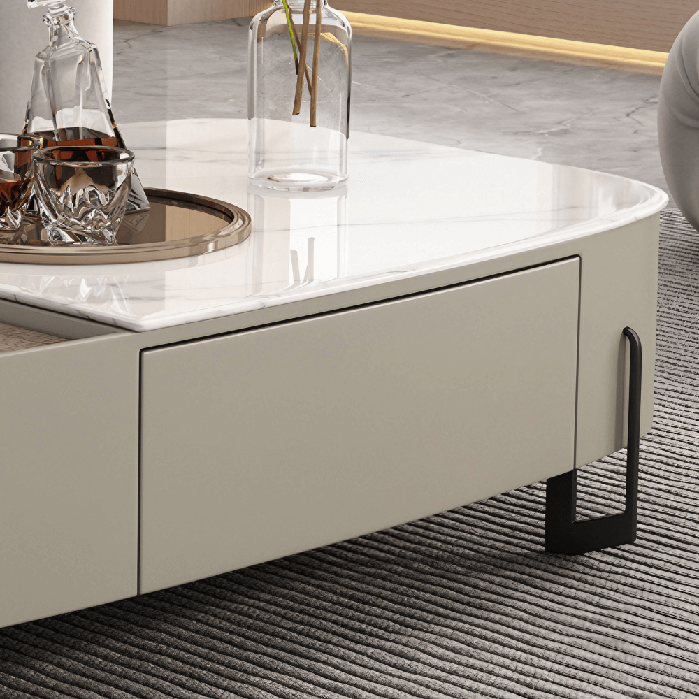 Modern 47" White Super Crystal Coffee Table - Multifunctional Rectangle Design with Iron-MDF Block Base