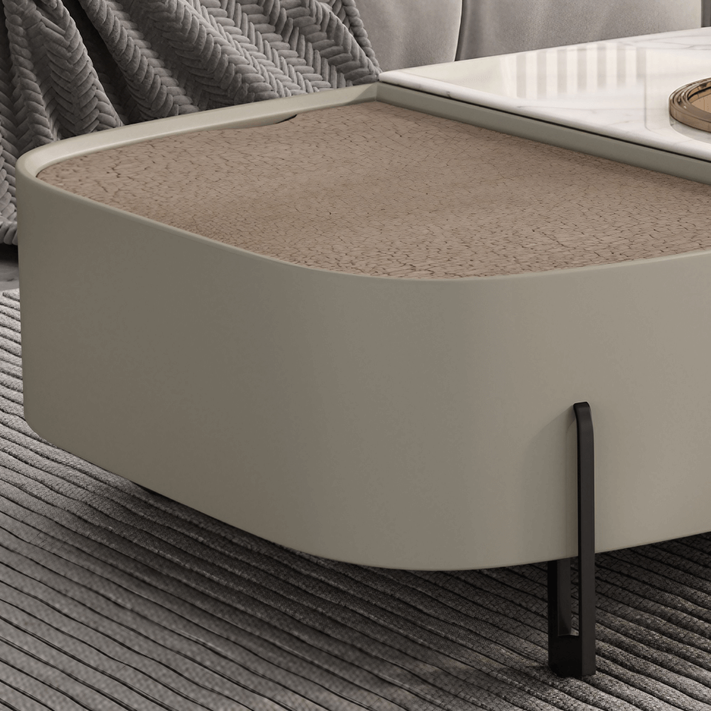 Modern 47" White Super Crystal Coffee Table - Multifunctional Rectangle Design with Iron-MDF Block Base