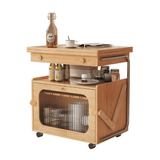 26" Multifunctional Coffee Table - Rectangular Natural Wood Lift Top, Stainless Steel Frame with Locking Wheels