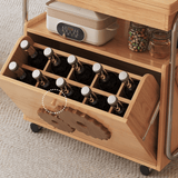 26" Multifunctional Coffee Table - Rectangular Natural Wood Lift Top, Stainless Steel Frame with Locking Wheels