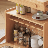 26" Multifunctional Coffee Table - Rectangular Natural Wood Lift Top, Stainless Steel Frame with Locking Wheels