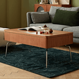 Multifunctional 39-Inch Coffee Table - Solid Wood Top, 4-Leg Stainless Steel Base, Rectangular, Cherry Finish