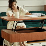 Multifunctional 39-Inch Coffee Table - Solid Wood Top, 4-Leg Stainless Steel Base, Rectangular, Cherry Finish