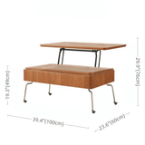 Multifunctional 39-Inch Coffee Table - Solid Wood Top, 4-Leg Stainless Steel Base, Rectangular, Cherry Finish