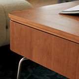 Multifunctional 39-Inch Coffee Table - Solid Wood Top, 4-Leg Stainless Steel Base, Rectangular, Cherry Finish