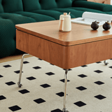 Multifunctional 39-Inch Coffee Table - Solid Wood Top, 4-Leg Stainless Steel Base, Rectangular, Cherry Finish