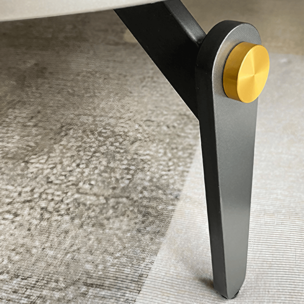 36" Multifunctional Chanel Beige Round Coffee Table Slate Top, 4-Legged Iron-MDF Base, With Drawers