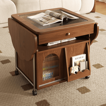 20'' Multifunctional Cloud-Shaped Glass and MDF Coffee Table with Stainless Steel Frame