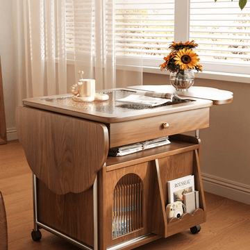 20'' Multifunctional Cloud-Shaped Glass and MDF Coffee Table with Stainless Steel Frame