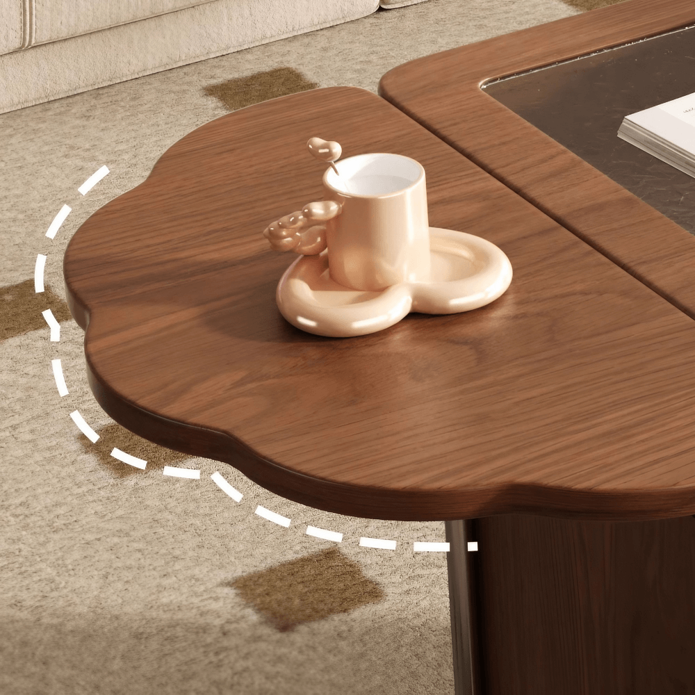 20'' Multifunctional Cloud-Shaped Glass and MDF Coffee Table with Stainless Steel Frame