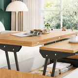 Multifunctional Lift-Top 31" Rectangle Coffee Table with Natural Wood Finish and Sturdy Iron Base