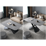 47'' Walnut Lift-Top Coffee Table - Multifunctional Rectangle Table with Iron Double Pedestal Base