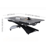 47'' Walnut Lift-Top Coffee Table - Multifunctional Rectangle Table with Iron Double Pedestal Base