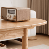47" Multifunctional Rectangular Coffee Table in Natural Wood Solid Wood with 4 Legs and Locking Wheels