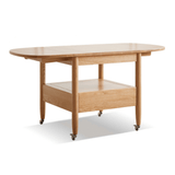 47" Multifunctional Rectangular Coffee Table in Natural Wood Solid Wood with 4 Legs and Locking Wheels
