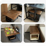 28'' Multifunctional Rectangular Coffee Table with Locking Wheels White Solid Wood