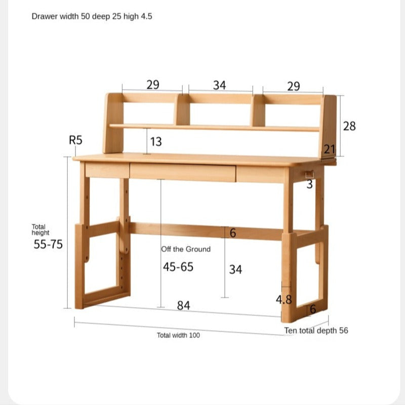Beech Solid Wood Children's Study Lowered Table