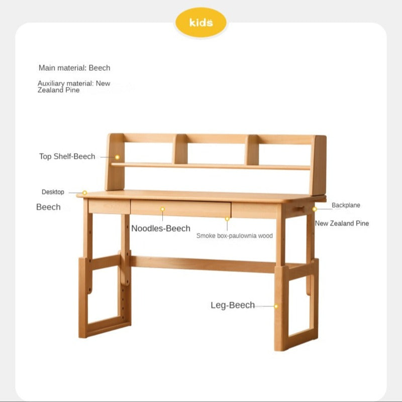 Beech Solid Wood Children's Study Lowered Table