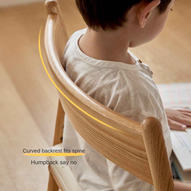 Oak Solid Wood Kids Chair Height-Adjustable.