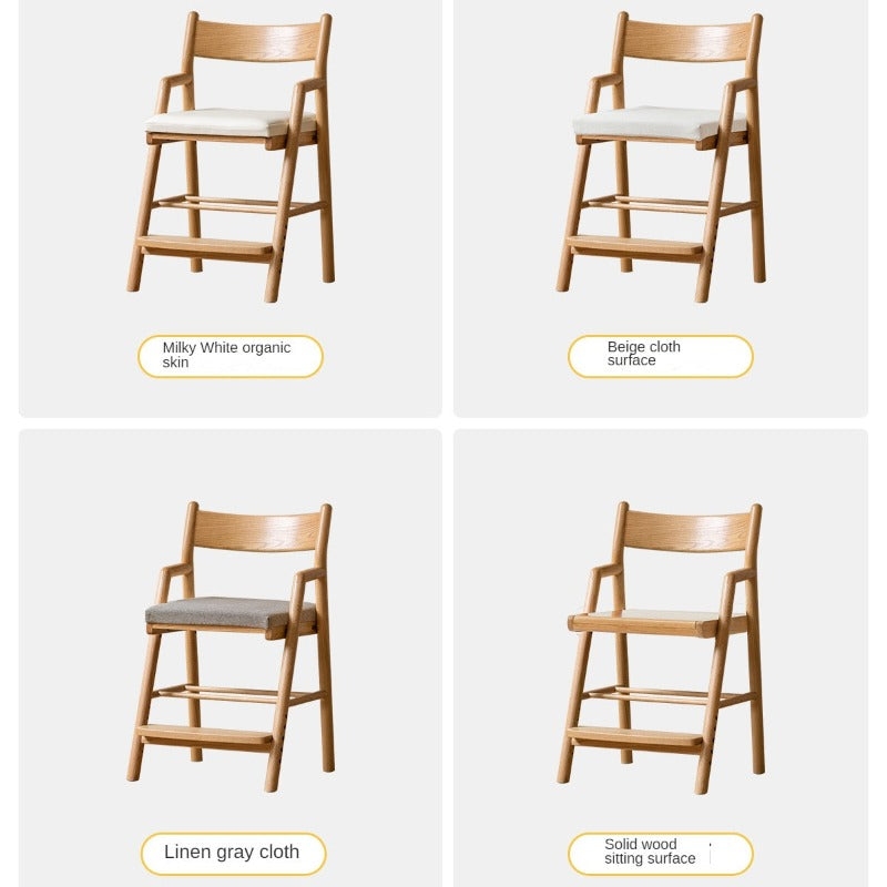 Oak Solid Wood Kids Chair Height-Adjustable.