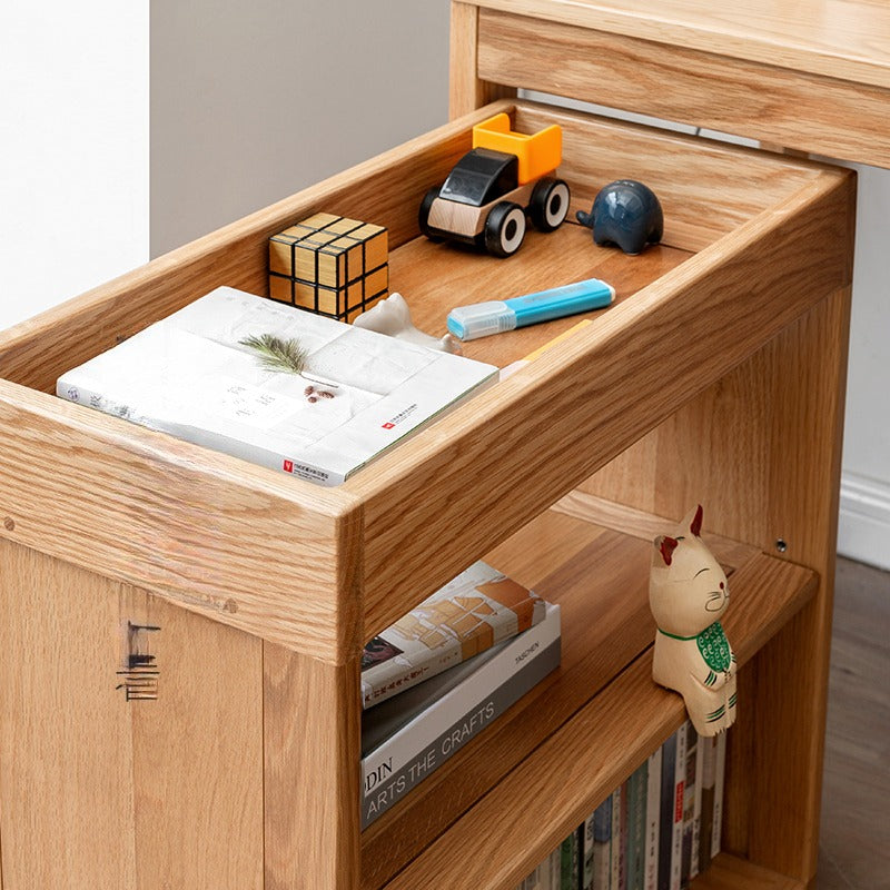Oak Solid Wood Children's Bookshelf Storage Rack