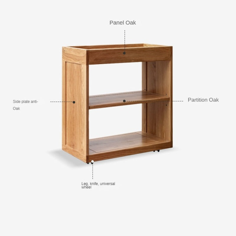 Oak Solid Wood Children's Bookshelf Storage Rack