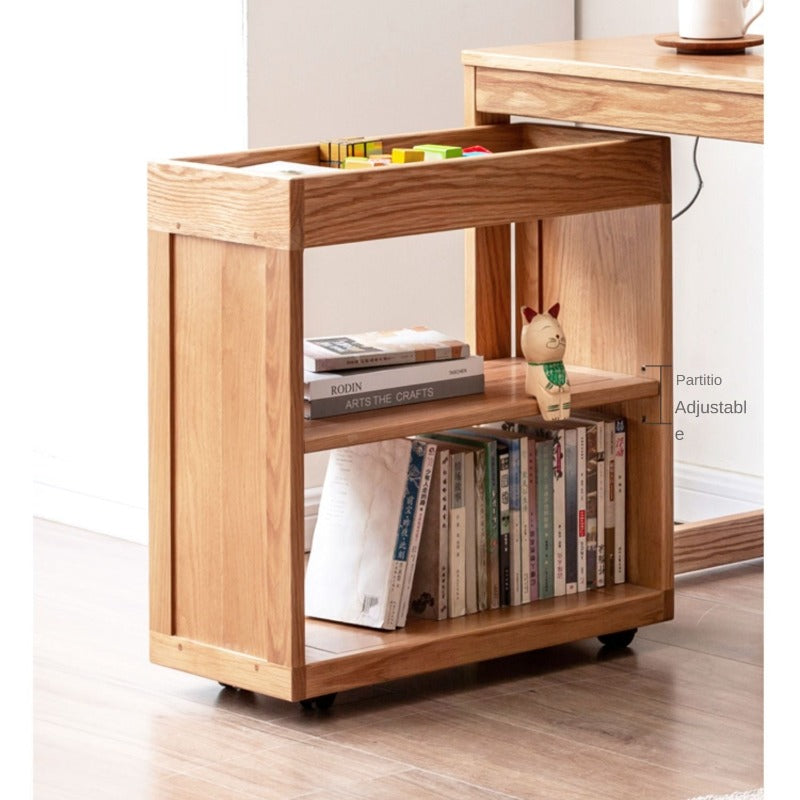 Oak Solid Wood Children's Bookshelf Storage Rack