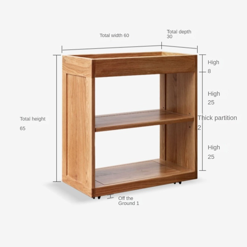 Oak Solid Wood Children's Bookshelf Storage Rack