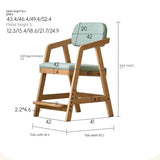 Oak Solid Wood Adjustable Height Kids Soft Chair.