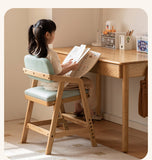 Oak Solid Wood Adjustable Height Kids Soft Chair.