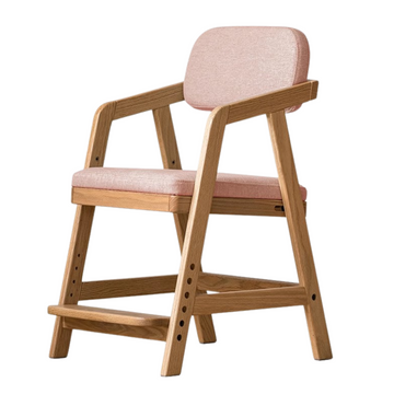 Oak Solid Wood Adjustable Height Kids Soft Chair.