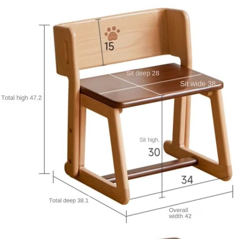 Beech Solid Wood Children's Multi-function Step Ladder Chair.
