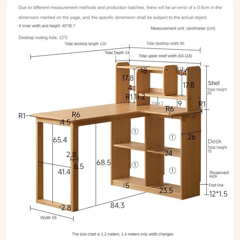 Beech Solid Wood Children's Corner Desk