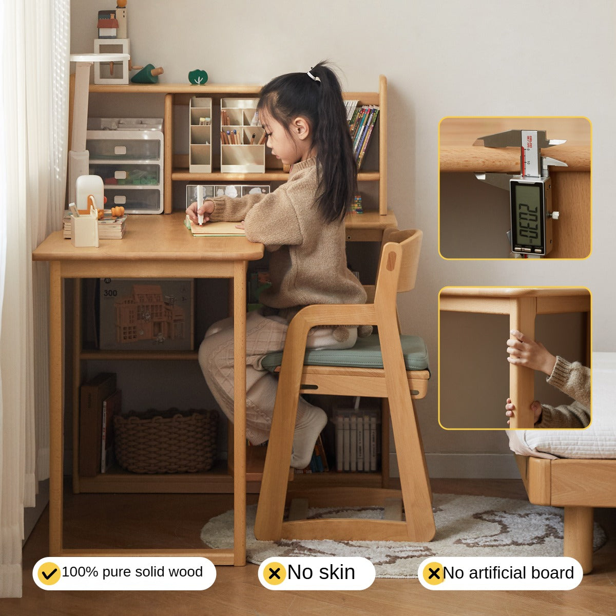 Beech Solid Wood Children's Corner Desk