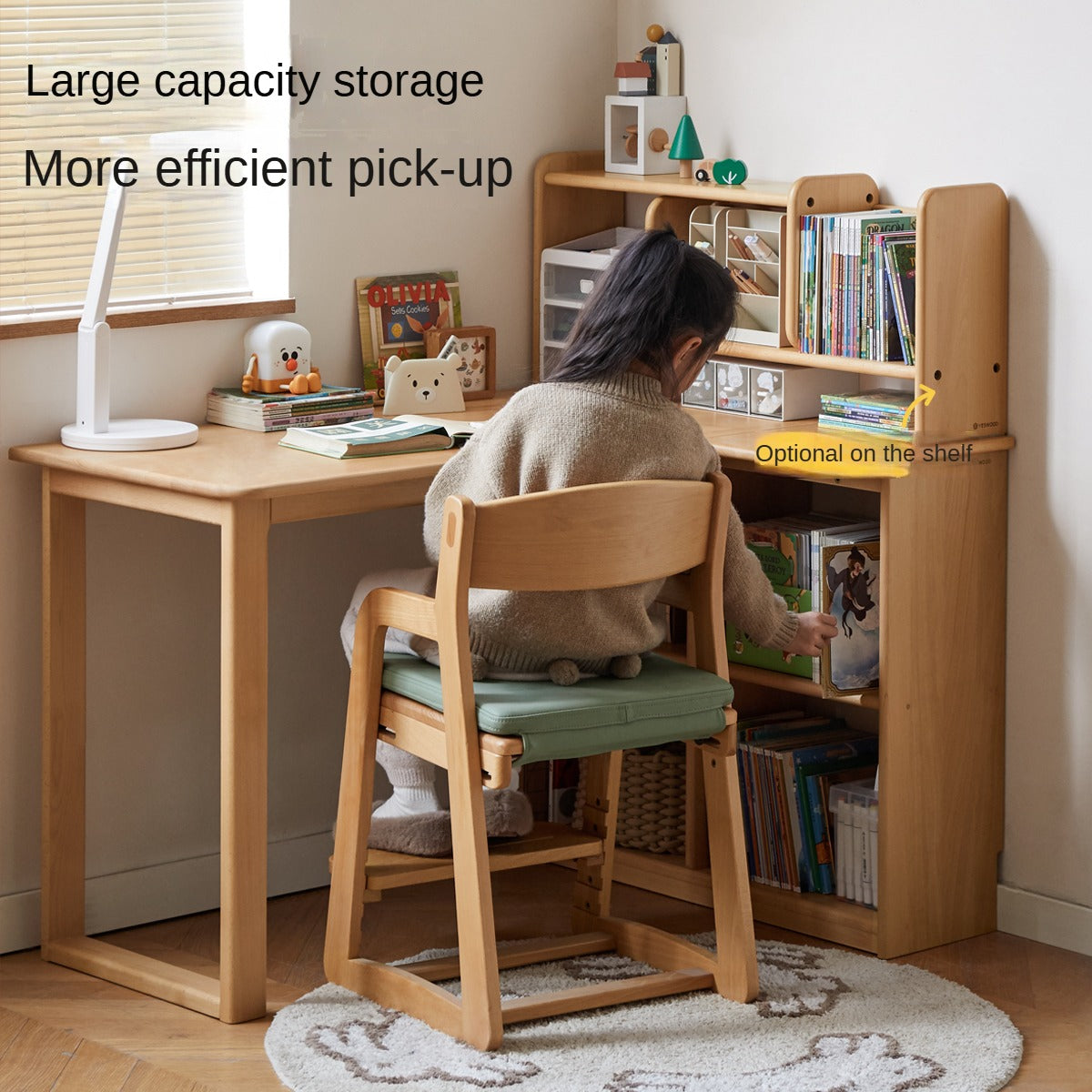 Beech Solid Wood Children's Corner Desk