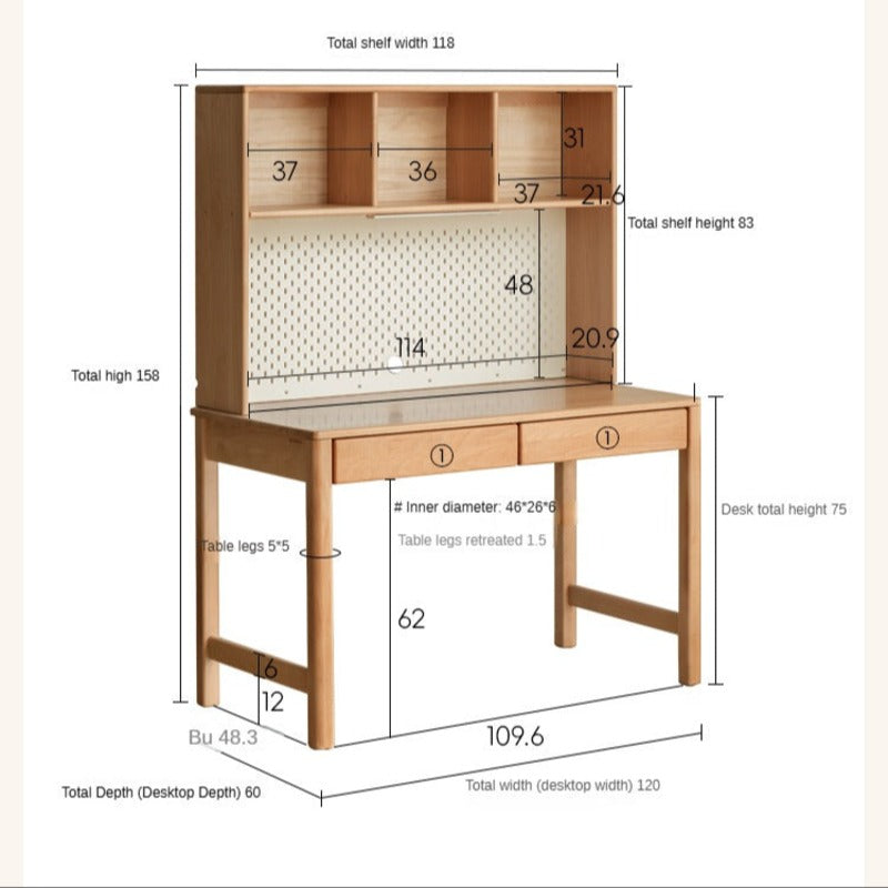 Beech Solid Wood, Solid Rubberwood Children's Desk