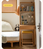 Beech, Rubber Solid Wood Children's Desk Bookshelf Integrated