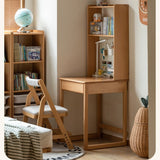 Beech, Rubber Solid Wood Children's Desk Bookshelf Integrated