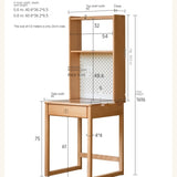 Beech, Rubber Solid Wood Children's Desk Bookshelf Integrated