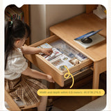 Beech, Rubber Solid Wood Children's Desk Bookshelf Integrated