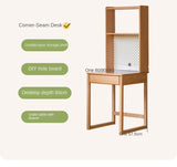 Beech, Rubber Solid Wood Children's Desk Bookshelf Integrated