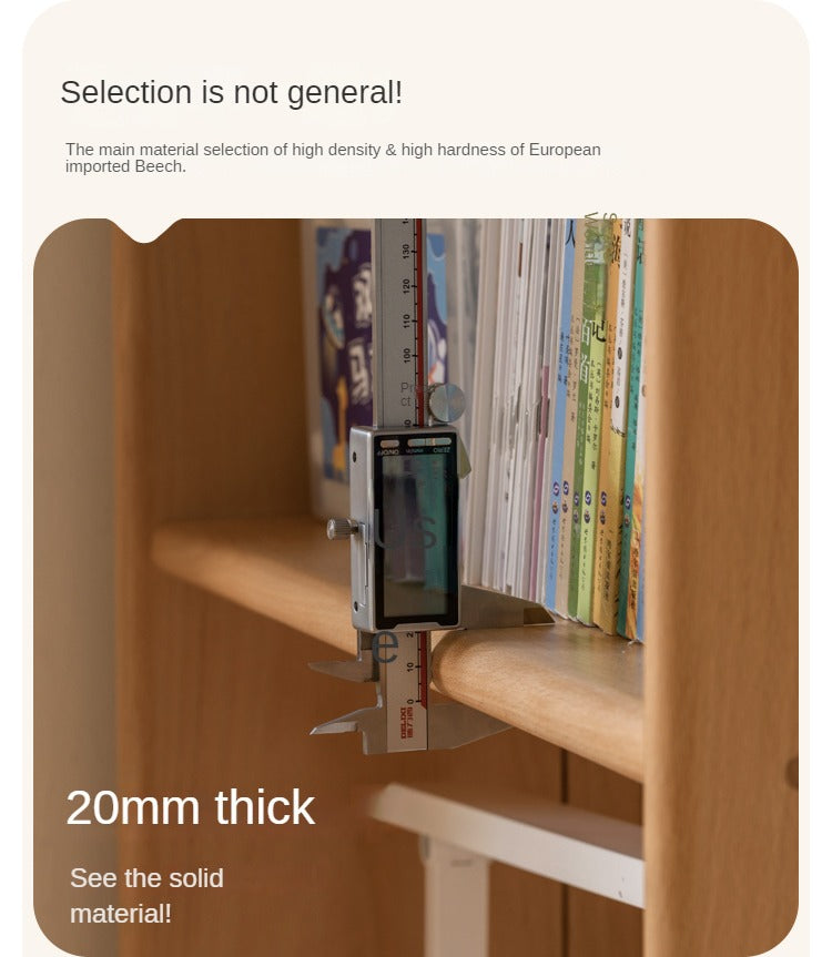 Beech, Rubber Solid Wood Children's Desk Bookshelf Integrated