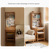 Beech, Rubber Solid Wood Children's Desk Bookshelf Integrated