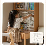 Beech, Rubber Solid Wood Children's Desk Bookshelf Integrated