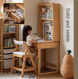 Beech, Rubber Solid Wood Children's Desk Bookshelf Integrated