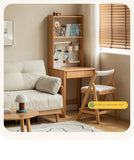 Beech, Rubber Solid Wood Children's Desk Bookshelf Integrated