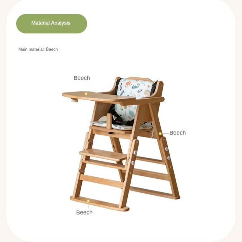 Beech Solid Wood Baby Lifting Dining Chair.