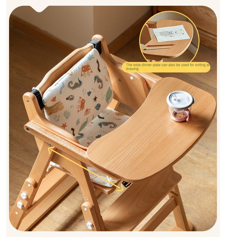Beech Solid Wood Baby Lifting Dining Chair.