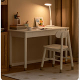 Poplar Solid Wood, solid Rubberwood Children's Elevated Learning Table Cream Drawer Table