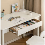 Poplar Solid Wood, solid Rubberwood Children's Elevated Learning Table Cream Drawer Table